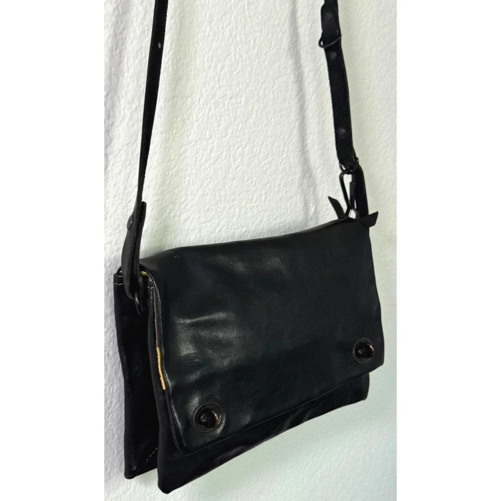 Delle Cose Poste Italia Black Leather Crossbody Italian Made Purse Dust Cover